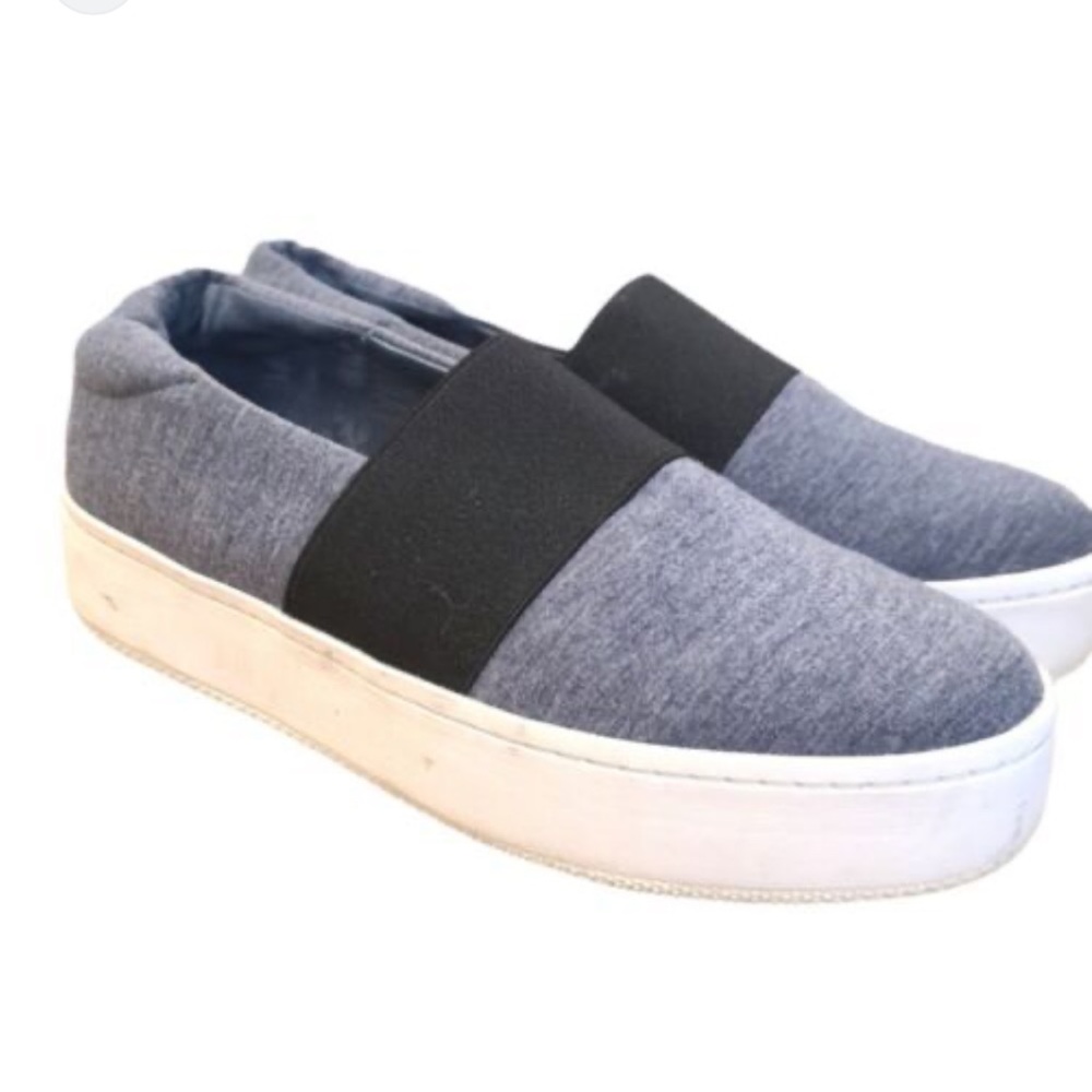 Via Spiga Platform Slip On Sneakers Gray/ Black Sz 7